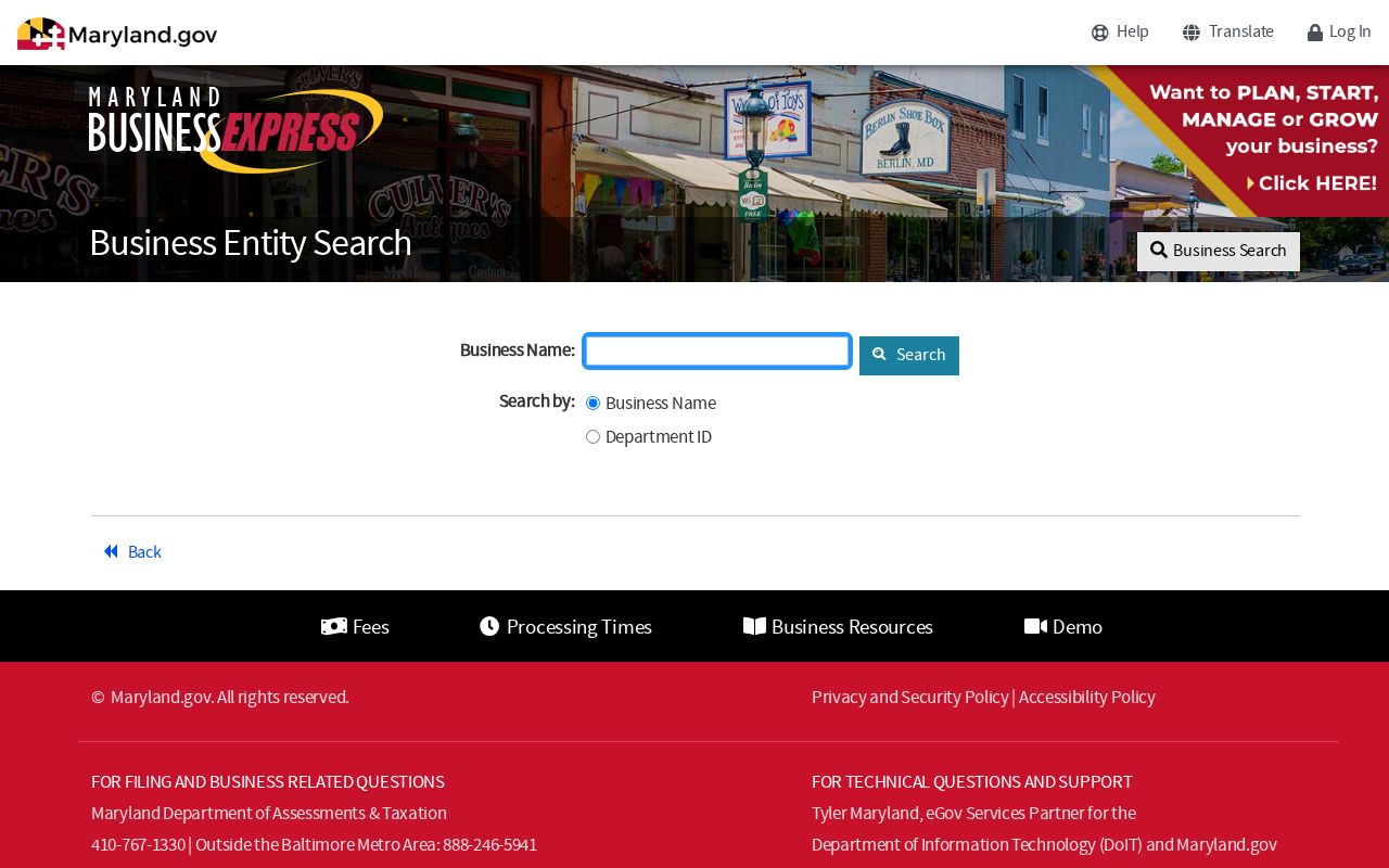 Glen Burnie people search through Maryland Business Express