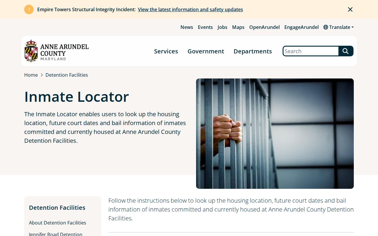 Glen Burnie people search using the county inmate locator