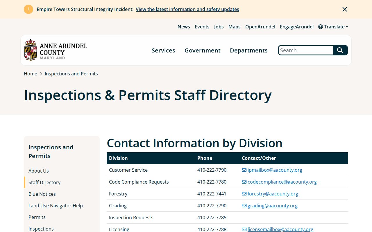 Glen Burnie people directories county staff entries