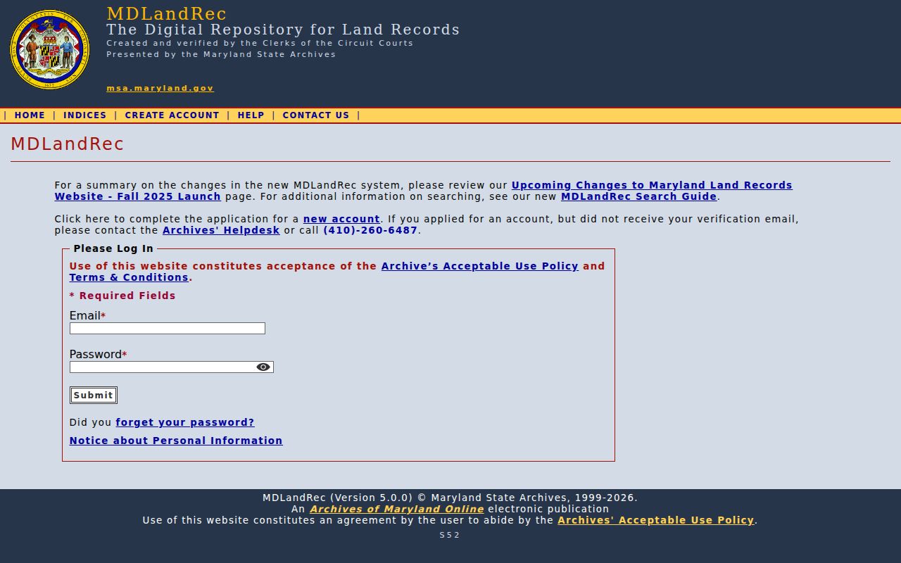 Glen Burnie public records MDLandRec search interface